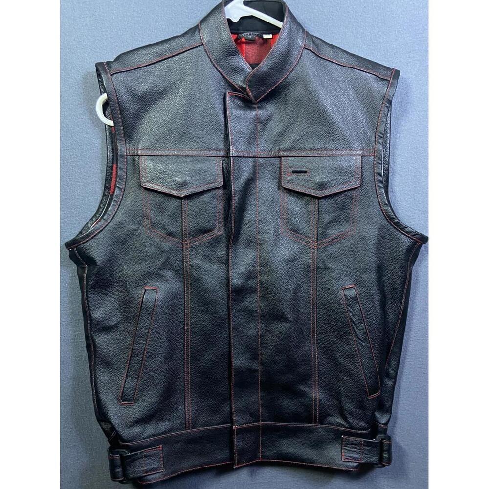 Jackets 4 Bikes Motorcycle Biker Vest Concealed Pockets Buffalo Plaid Lining S